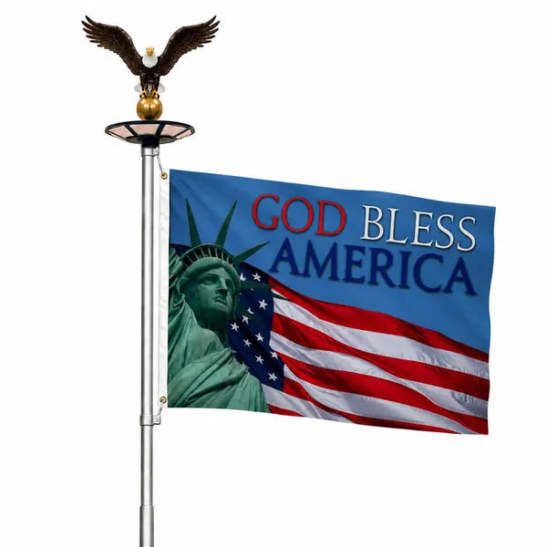 God Bless America flag with the Statue of Liberty