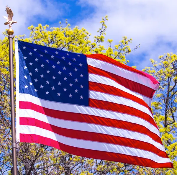 Nylon American flag flying from a flagpole